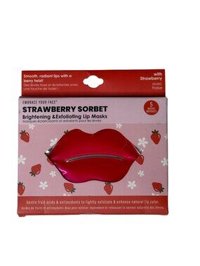 Strawberry Sorbet Lip Masks Brightening Exfoliating 5 Pack